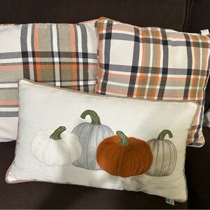 Plaid and Pumpkin Decorative Pillow Set
